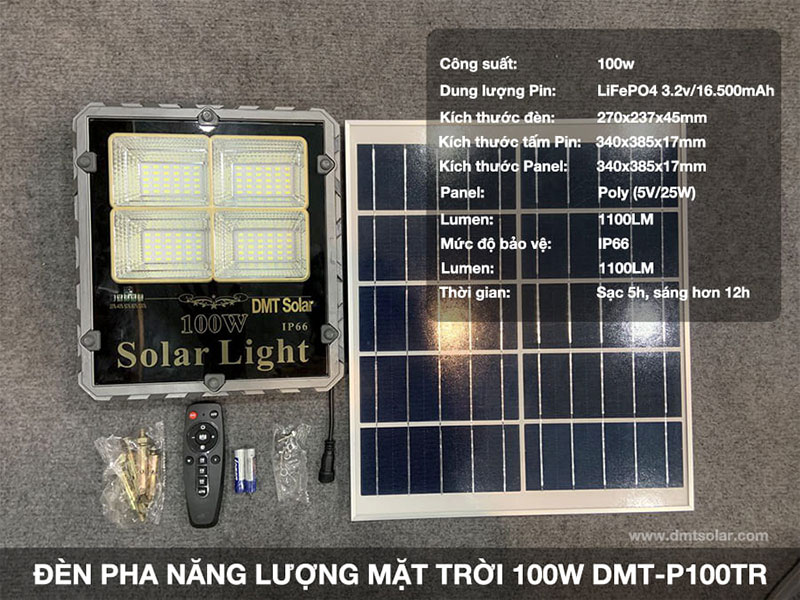 đèn pha năng lượng mặt trời 100w