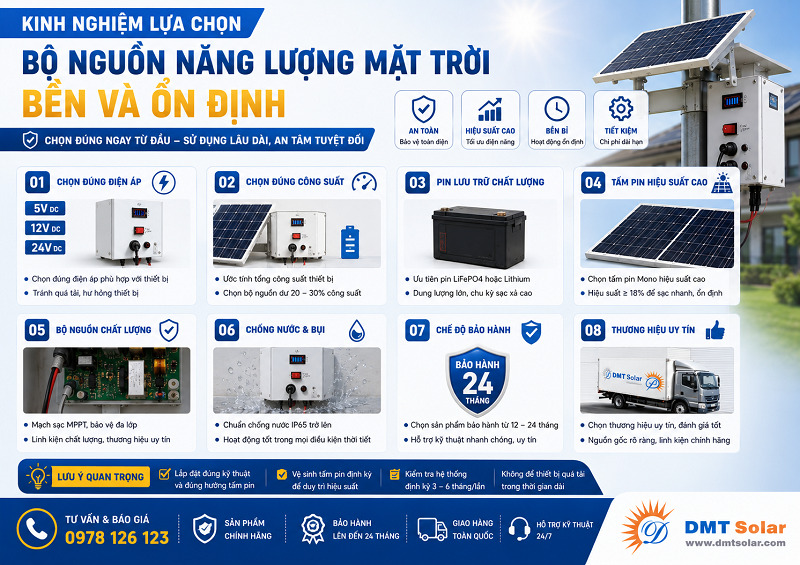  Kinh nghiệm lựa chọn bộ nguồn năng lượng mặt trời bền v&agrave; ổn định