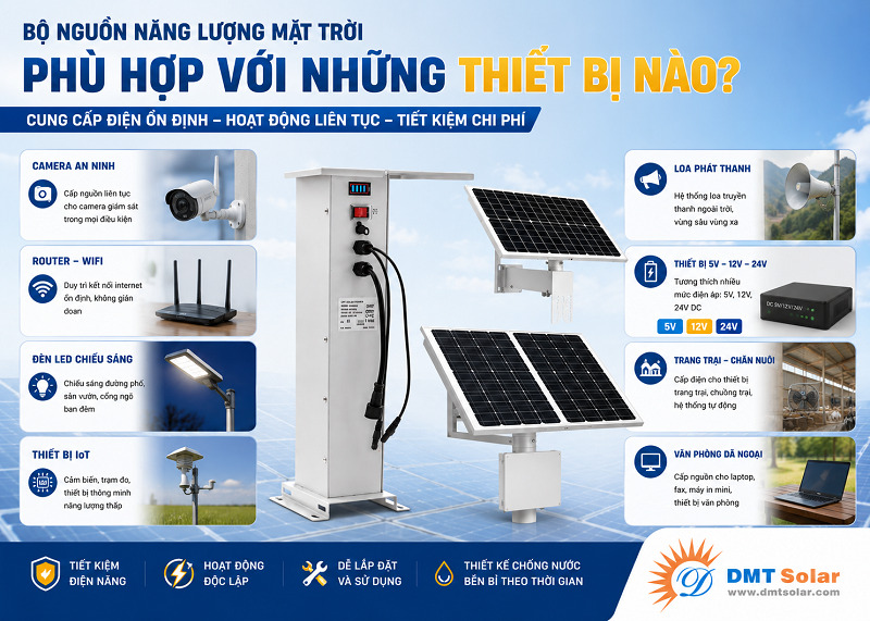 C&aacute;c thiết bị ph&ugrave; hợp với bộ nguồn năng lượng mặt trời