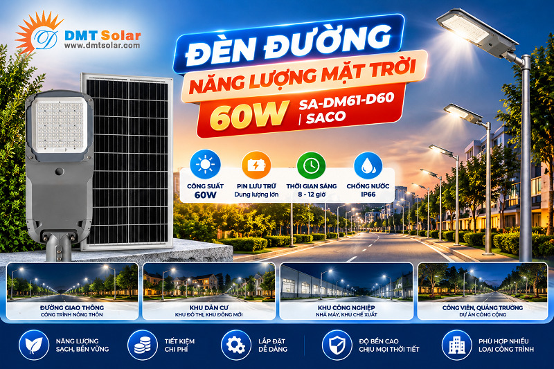 Đ&egrave;n đường năng lượng mặt trời 60W SA-DM61-D60 cho dự &aacute;n