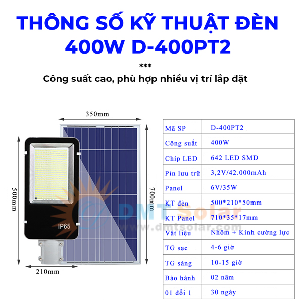 Thông số đèn đường 400W giá rẻ D-400PT2