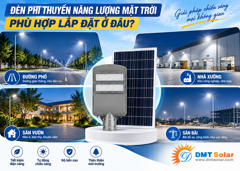 Khu vực ph&ugrave; hợp lắp đặt đ&egrave;n đường phi thuyền NLMT