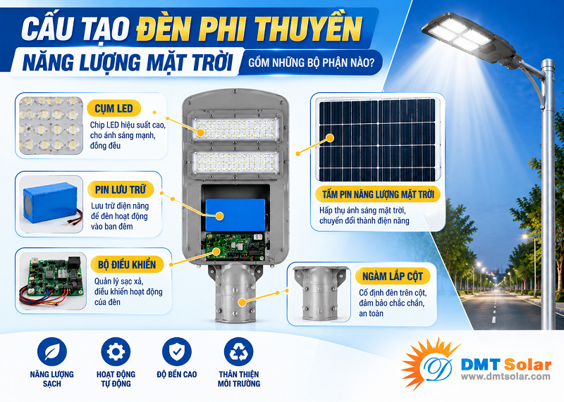 Cấu tạo đ&egrave;n phi thuyền solar