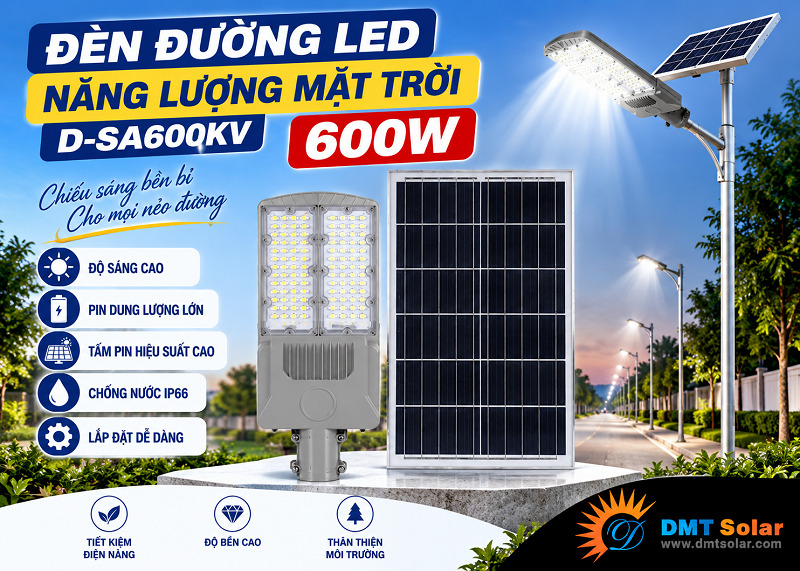 Đ&egrave;n đường led năng lượng mặt trời 600W D-SA600KV