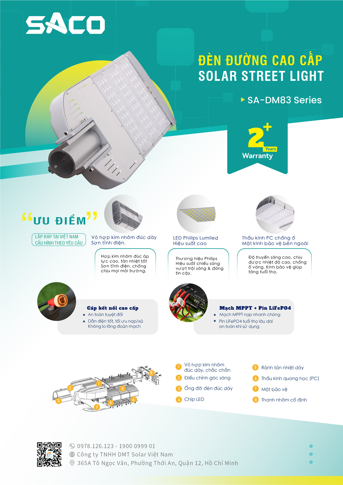 Đèn đường năng lượng mặt trời công trình dự án SA-DM83-Series