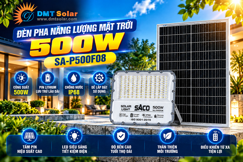 Đ&egrave;n pha năng lượng mặt trời 500w SA-P500F08
