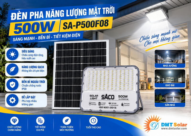 Đ&egrave;n pha năng lượng mặt trời 500w SA-P500F08