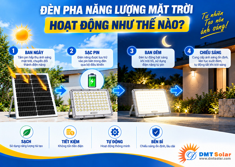 Nguy&ecirc;n l&yacute; vận h&agrave;nh của đ&egrave;n năng lượng mặt trời chống ch&oacute;i trong nh&agrave;