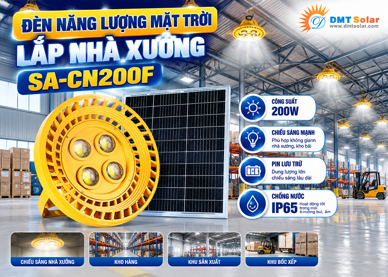 Đ&egrave;n năng lượng mặt trời lắp nh&agrave; xưởng SA-CN200F