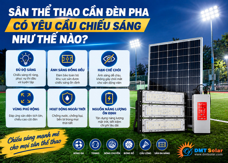 C&aacute;c y&ecirc;u cầu chiếu s&aacute;ng của s&acirc;n thể thao