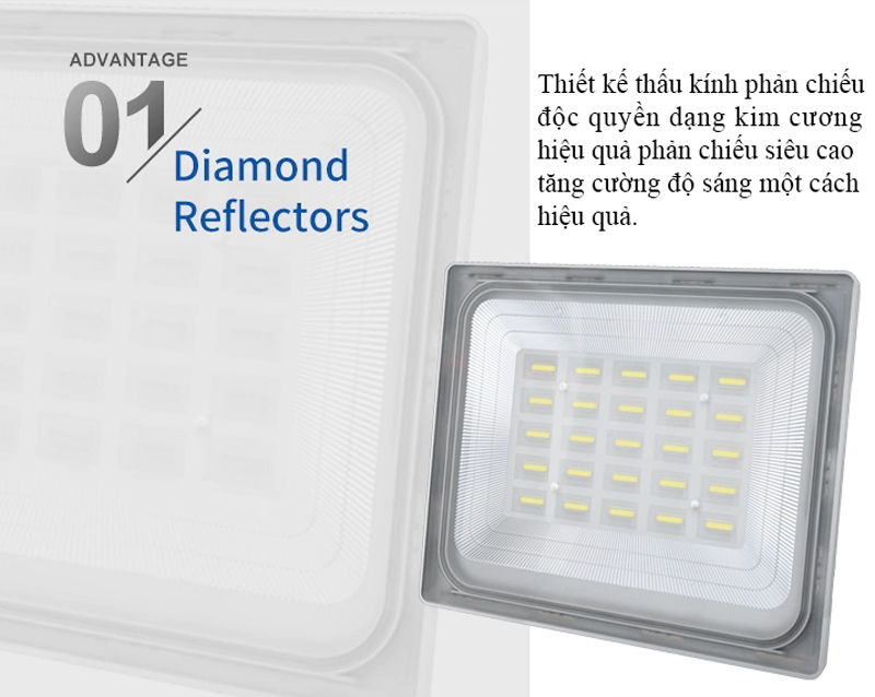 Thấu kính kim cương Đèn pha năng lượng mặt trời cao cấp 300W Wawa Light 4.0