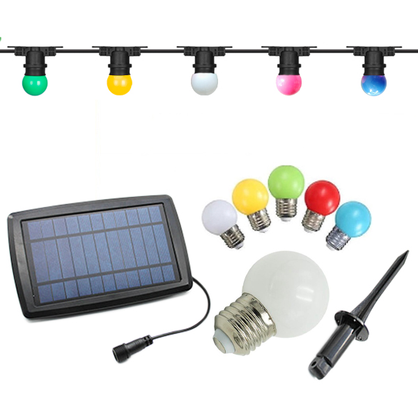 Đèn dây LED bulb chanh nhiều màu năng lượng mặt trời [LD12-10RGB]