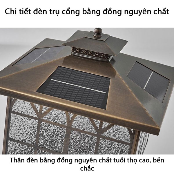 Toàn bộ thân đèn được làm từ đồng nguyên chất