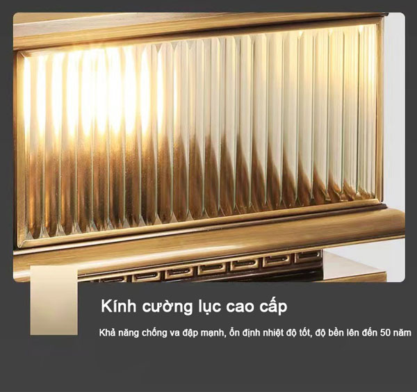 Kính cường lực cao cấp trên đèn trụ cổng đồng