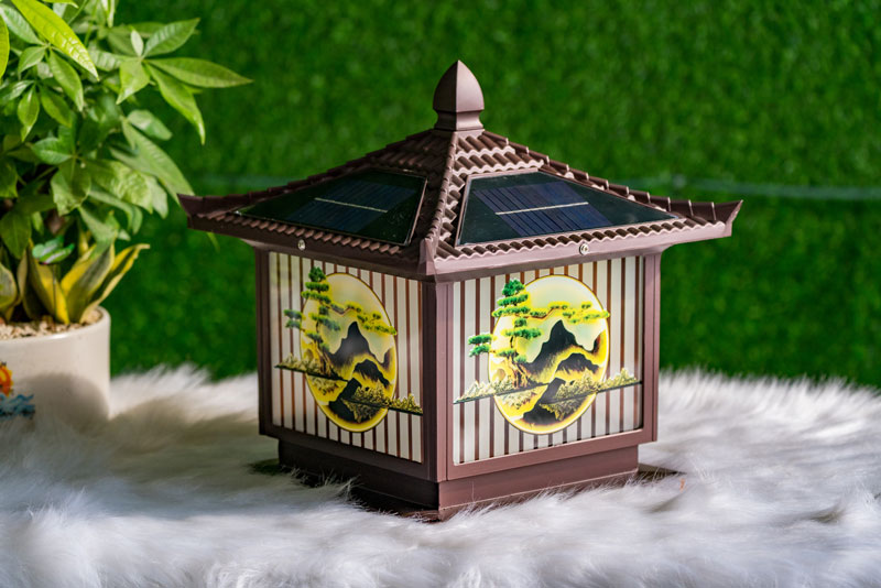 Đ&egrave;n trụ cổng năng lượng mặt trời kinh chống ố v&agrave;ng SA-TC22M-1N