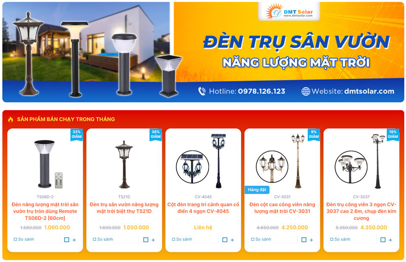 Giá trụ đèn sân vườn năng lượng mặt trời