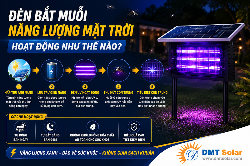 Nguy&ecirc;n l&yacute; hoạt động của đ&egrave;n diệt muỗi năng lượng mặt trời