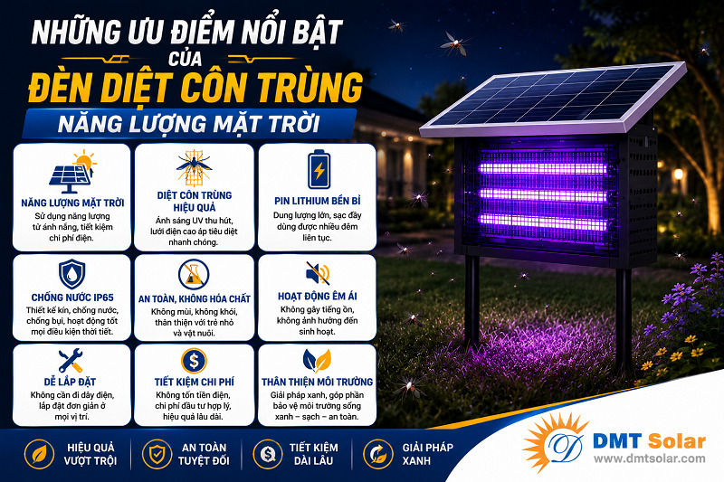 Những ưu điểm nổi bật của đ&egrave;n diệt c&ocirc;n tr&ugrave;ng năng lượng mặt trời