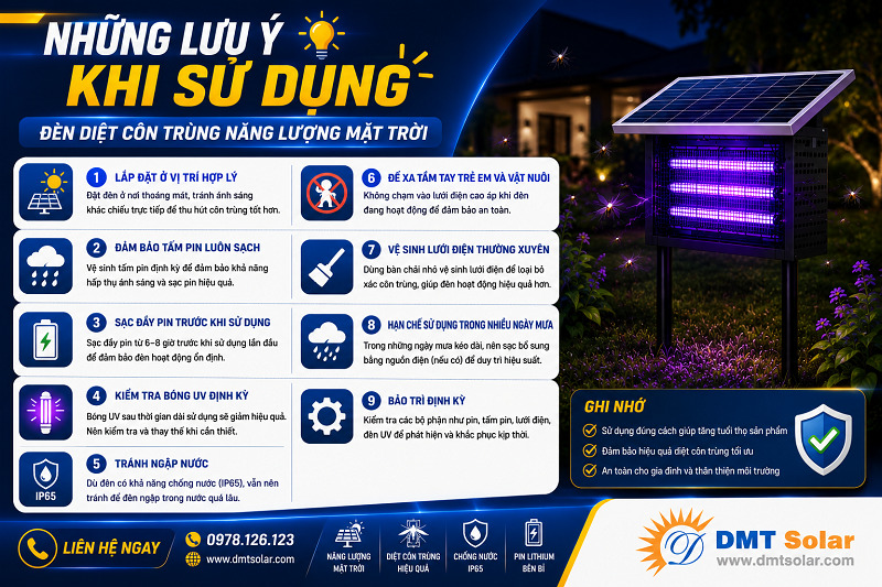 Những lưu &yacute; khi sử dụng đ&egrave;n diệt c&ocirc;n tr&ugrave;ng NLMT