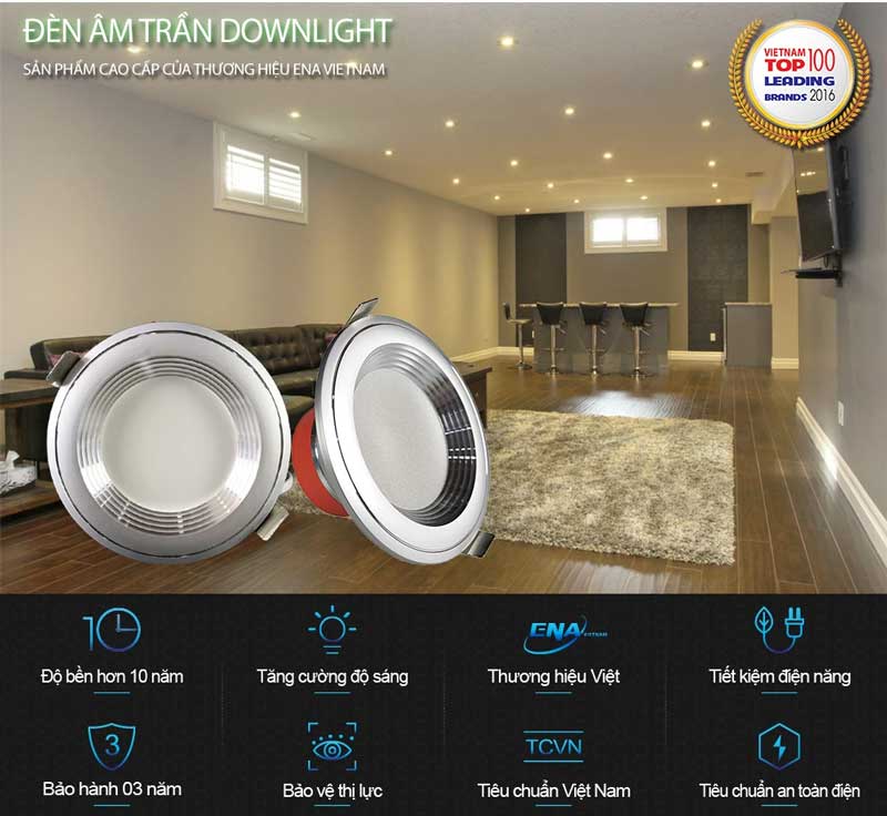 Đèn âm trần downlight nhôm cắt CNC màu bạc