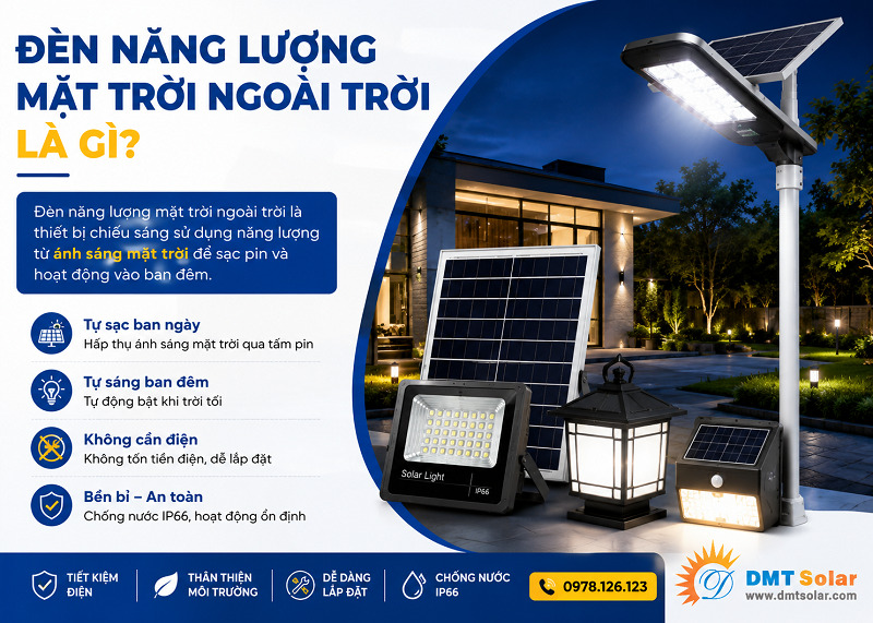 Đ&egrave;n năng lượng mặt trời ngo&agrave;i trời l&agrave; hệ thống chiếu s&aacute;ng độc lập