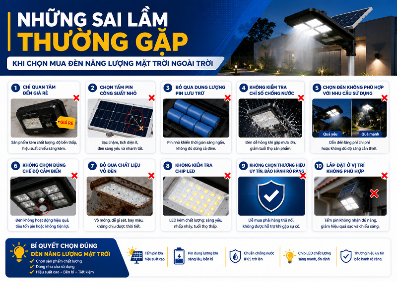Những sai lầm thường gặp khi chọn mua đ&egrave;n ngo&agrave;i trời