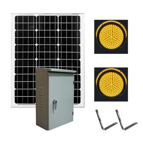 Đèn chớp vàng năng lượng mặt trời D300 tủ điều khiển rời [bộ 2 đèn]