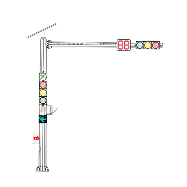 Bộ đèn tín hiệu giao thông năng lượng mặt trời đầy đủ