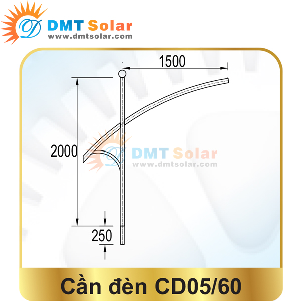 Thông số Cần đèn đường năng lượng mặt trời CD05-60