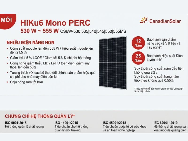 Ưu điểm nổi bật của pin Canadian Solar