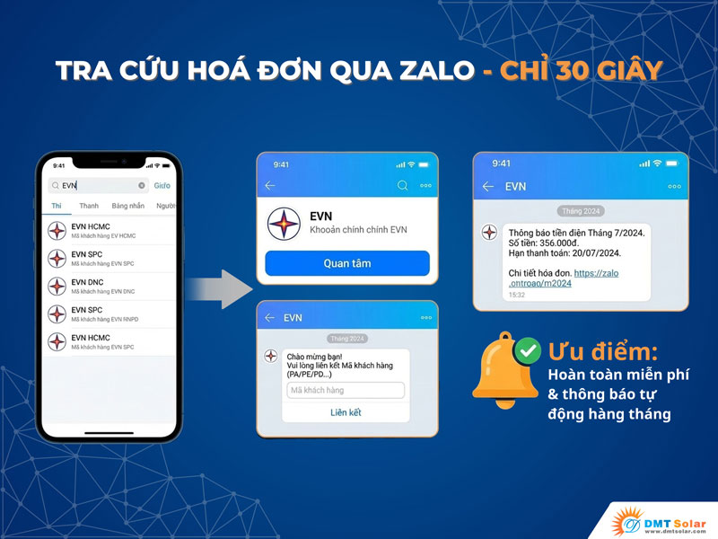 hướng dẫn lấy h&oacute;a đơn tiền điện qua zalo