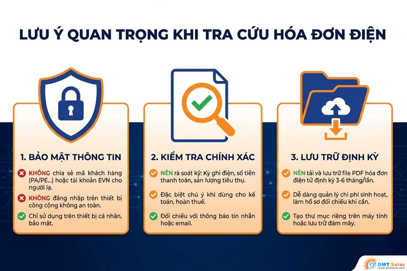 Lưu &yacute; trong qu&aacute; tr&igrave;nh lấy ho&aacute; đơn điện online