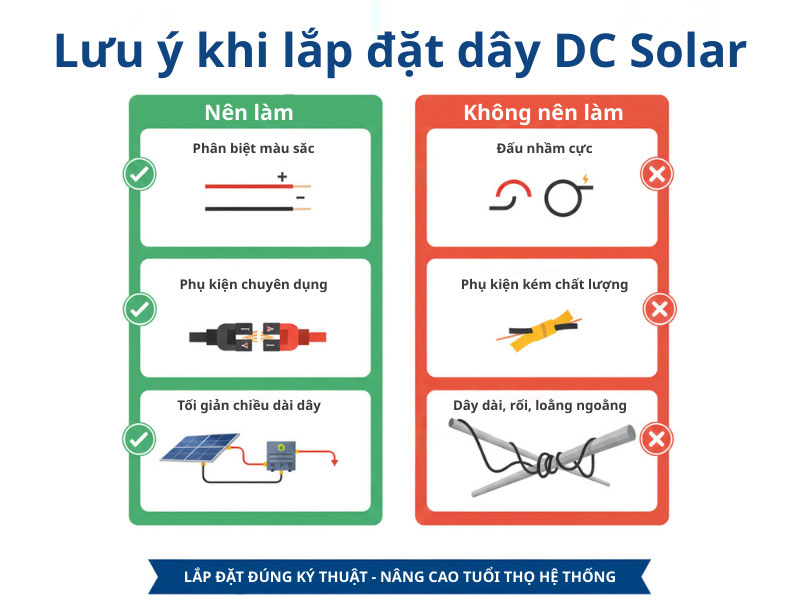 Lưu ý khi lắp đặt dây điện solar