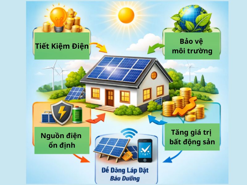 Lợi &iacute;ch của tấm pin năng lượng mặt trời l&agrave; g&igrave;?