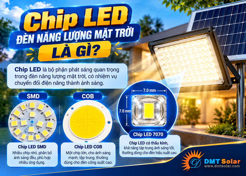 Chip LED đ&egrave;n năng lượng mặt trời l&agrave; linh kiện b&aacute;n dẫn quan trọng&nbsp;