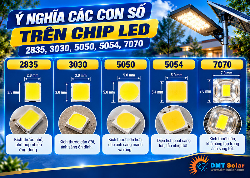 C&aacute;c con số trong chip LED thể hiện k&iacute;ch thước vật l&yacute; của hạt chip LED
