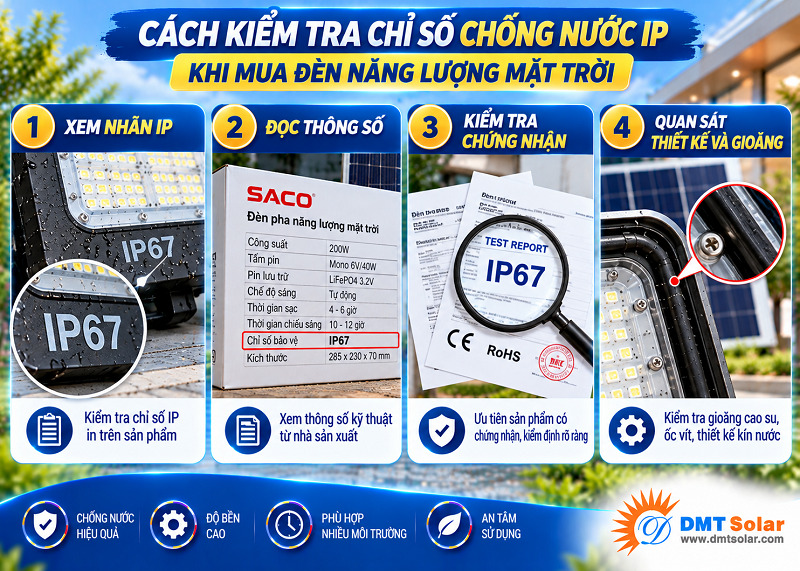 Lựa chọn thương hiệu uy t&iacute;n để mua đ&egrave;n năng lượng mặt trời c&oacute; chỉ số IP đ&uacute;ng chuẩn