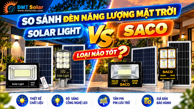 Nhiều người băn khoăn giữa việc chọn đ&egrave;n năng lượng mặt trời Solar Light với SACO loại n&agrave;o tốt hơn?