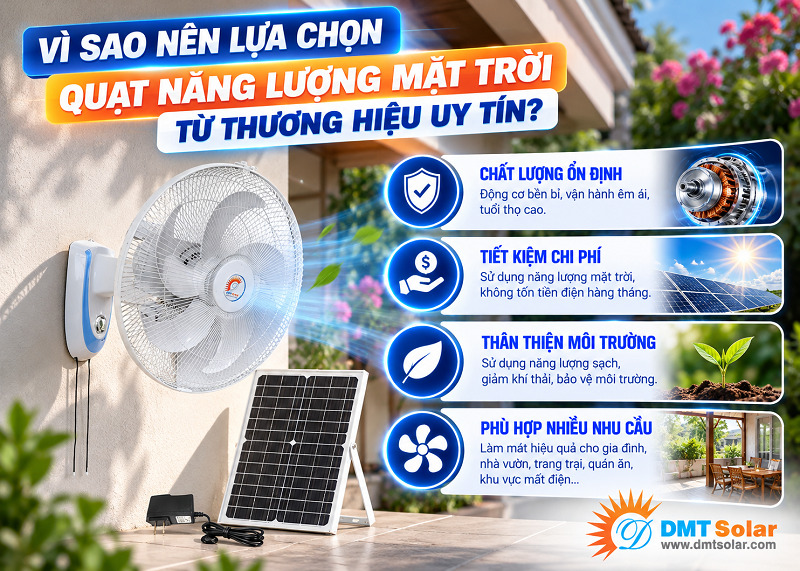 Mua quạt năng lượng mặt trời ở thương hiệu uy t&iacute;n để đảm bảo an to&agrave;n khi sử dụng