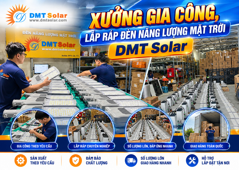 DMT Solar l&agrave; xưởng gia c&ocirc;ng, lắp r&aacute;p đ&egrave;n năng lượng mặt trời theo y&ecirc;u cầu