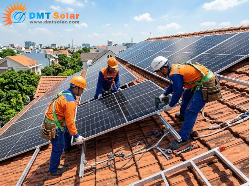 Lắp ráp tấm pin năng lượng mặt trời khi không nằm ở hướng chính Bắc