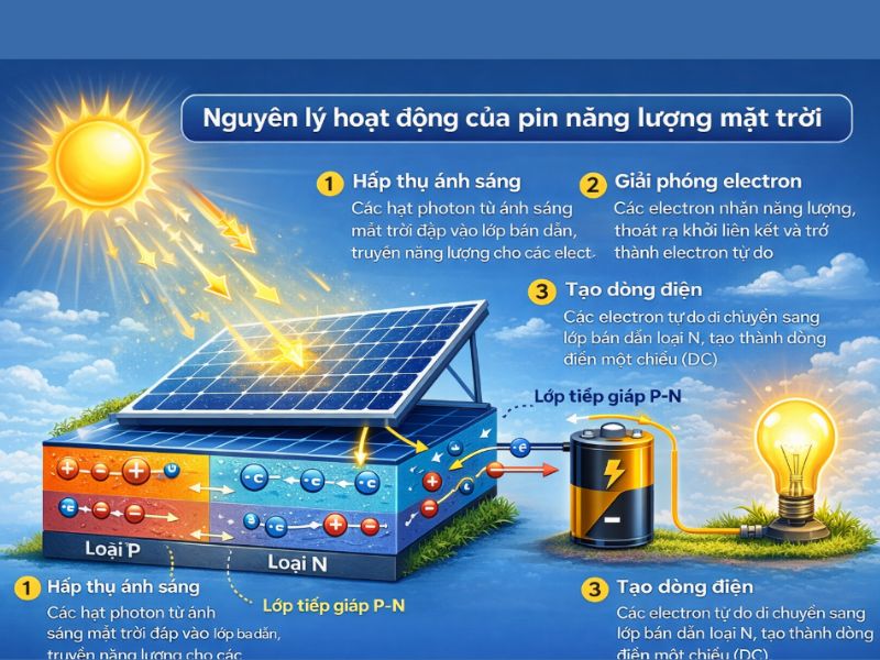 Nguyên lý làm việc của pin năng lượng mặt trời