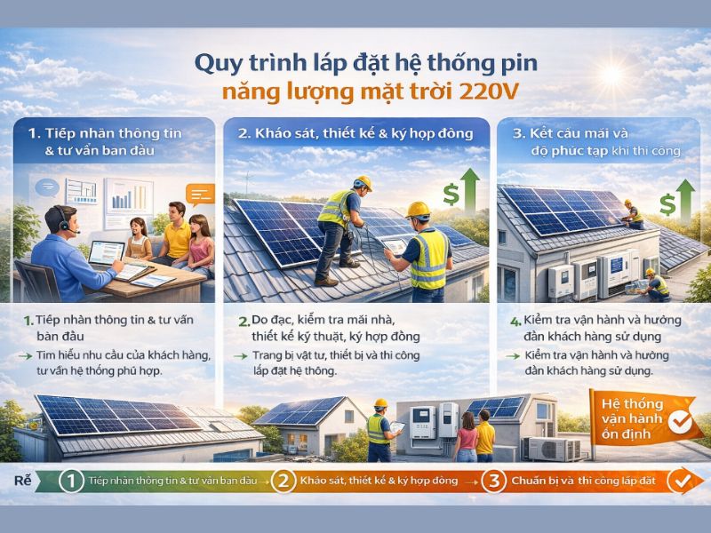 Quy tr&igrave;nh tiếp nhận v&agrave; lắp đặt hệ thống pin mặt trời