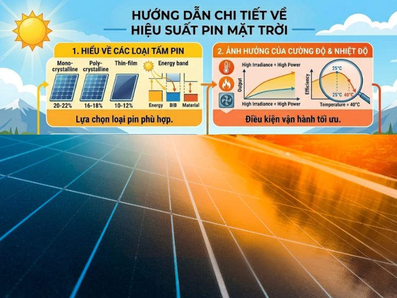 T&igrave;m hiểu về hiệu suất tấm pin năng lượng mặt trời l&agrave; g&igrave;