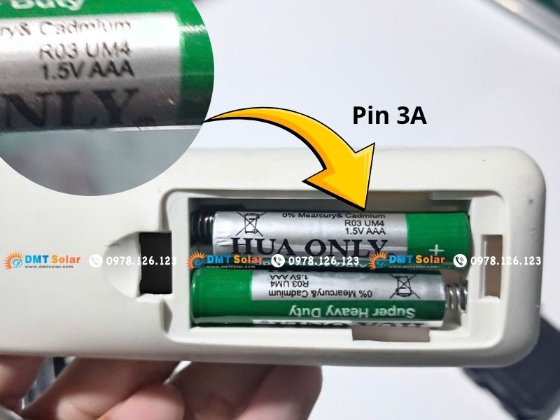 Pin 3A được d&ugrave;ng để thay cho remote đ&egrave;n NLMT