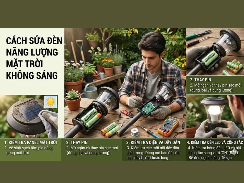Kiểm tra đèn năng lượng mặt trời từng bước