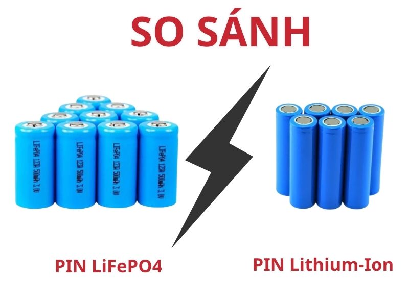 So s&aacute;nh sự kh&aacute;c biệt của pin lưu trữ lithium LiFePO4 v&agrave; pin Lithium-ion