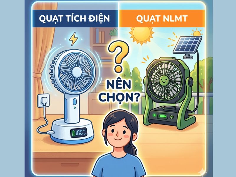 N&ecirc;n chọn quạt t&iacute;ch điện hay quạt NLMT?