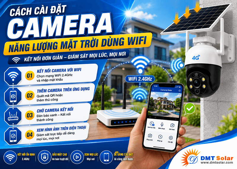C&agrave;i đặt camera năng lượng mặt trời d&ugrave;ng WiFi