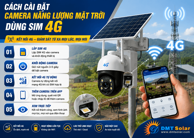 C&agrave;i đặt camera năng lượng mặt trời d&ugrave;ng SIM 4G